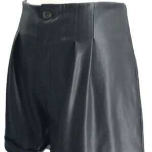 7 For All Mankind Women’s High-Rise Black Vegan Leather Shorts